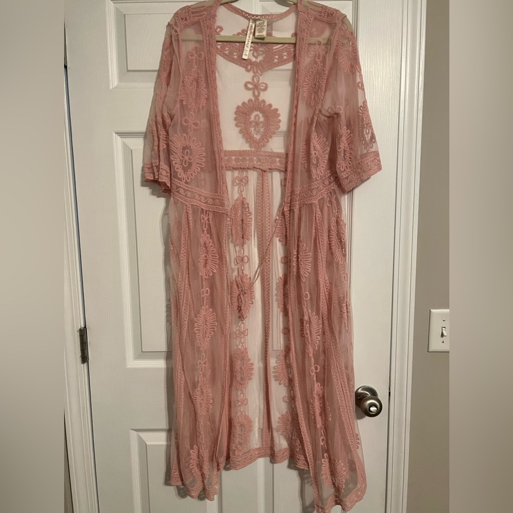Pastel Pink Lace Kimono!